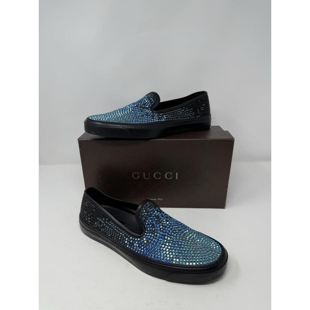 Gucci Fuchsia Black Gradient Swarovski Crystals Strass Sneakers 41